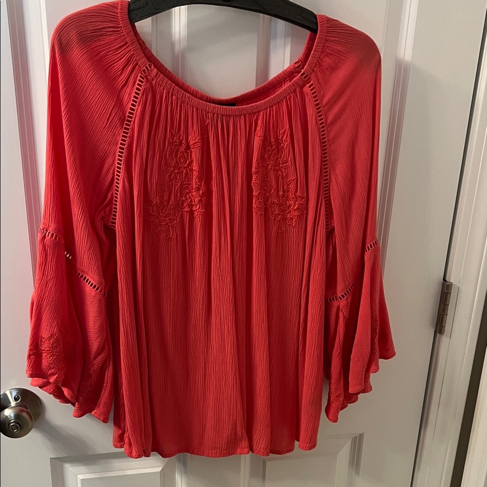 INC International Concepts Vibrant Coral Blouse